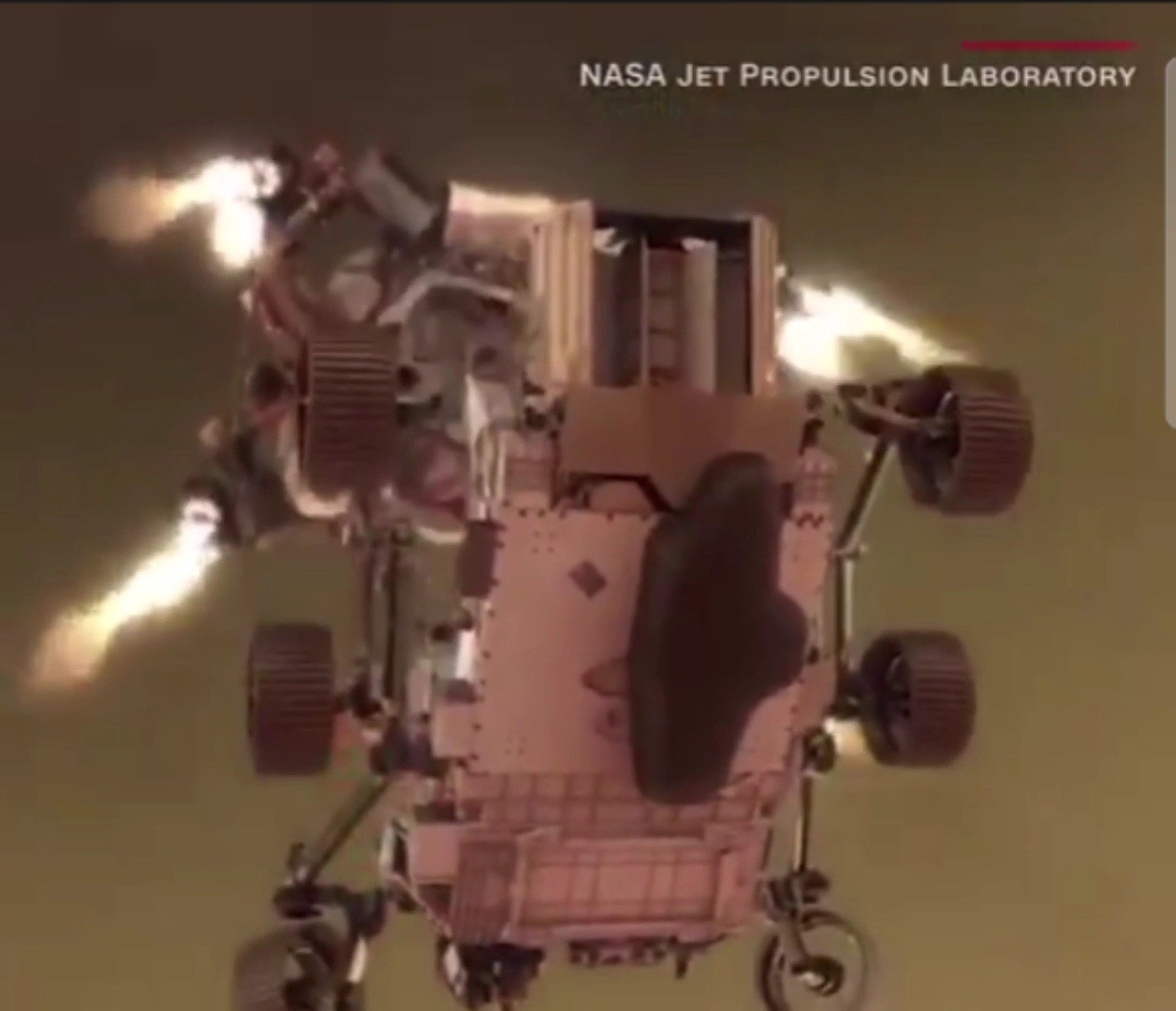 مركبة فضاء برسيفيرانس اثناء هبوطها على سطح المريخ